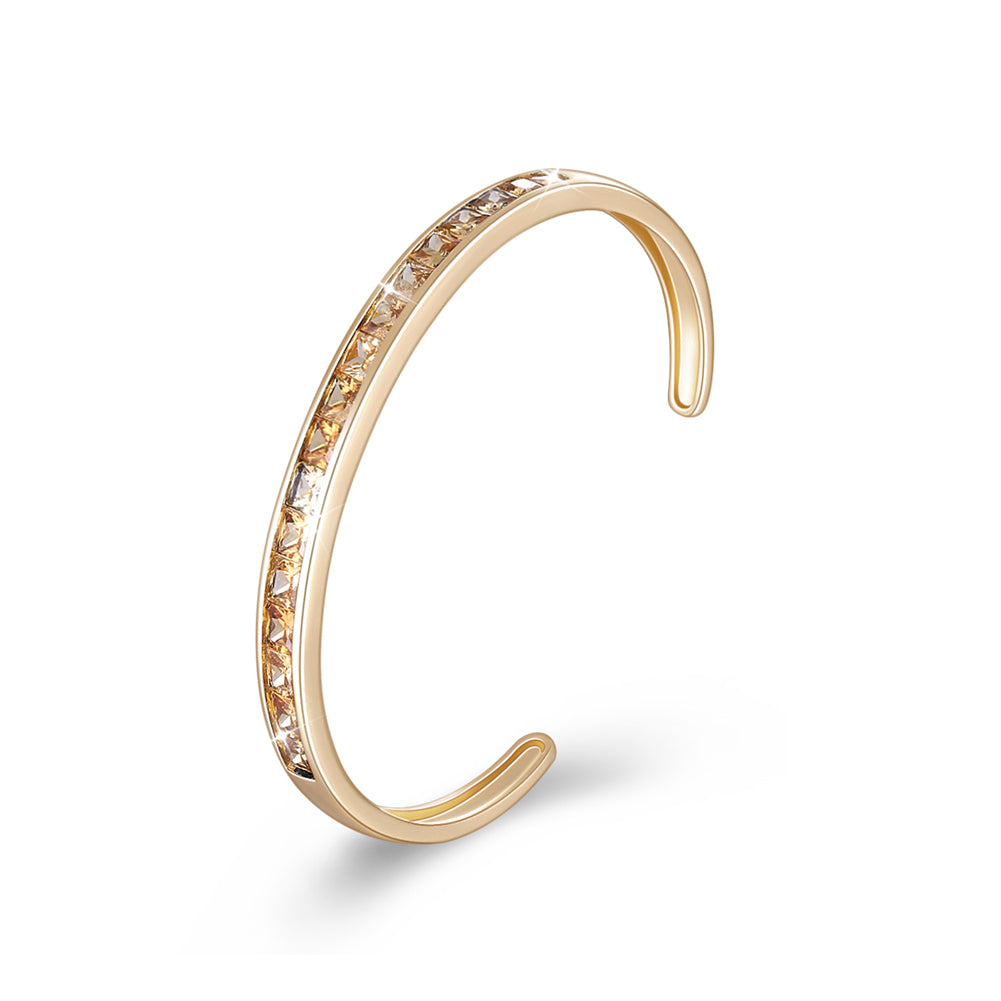 Princess Cut Austrian Elements Bangle in 14K Gold - Gold