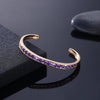 Pav'ed Iced Out Open Bangle in 14K Gold - Purple