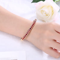 Pav'ed Iced Out Open Bangle in 14K Gold - Red