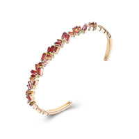 Assymetrical Baguette Cut Swarovski Elements Bangle- Red, Bracelet, Golden NYC Jewelry, Golden NYC Jewelry jewelryjewelry deals, swarovski crystal jewelry, groupon jewelry,, jewelry for mom, 