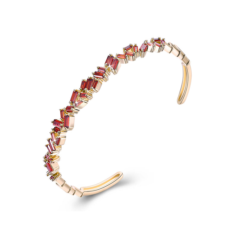 Assymetrical Baguette Cut Swarovski Elements Bangle- Red, Bracelet, Golden NYC Jewelry, Golden NYC Jewelry jewelryjewelry deals, swarovski crystal jewelry, groupon jewelry,, jewelry for mom, 