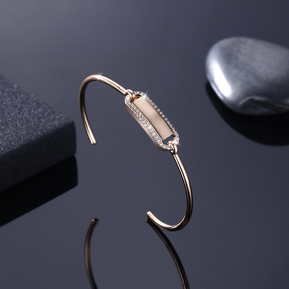 Open Ended Bar Bangle in 14K Gold