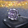 Purple & White Swarovski Halo Ring in Black Gun Plating