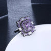 Purple & White Swarovski Halo Ring in Black Gun Plating