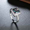 Pave Classic Emerald Cut Ring in 18K White Gold