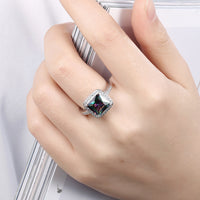 Pave Classic Emerald Cut Ring in 18K White Gold
