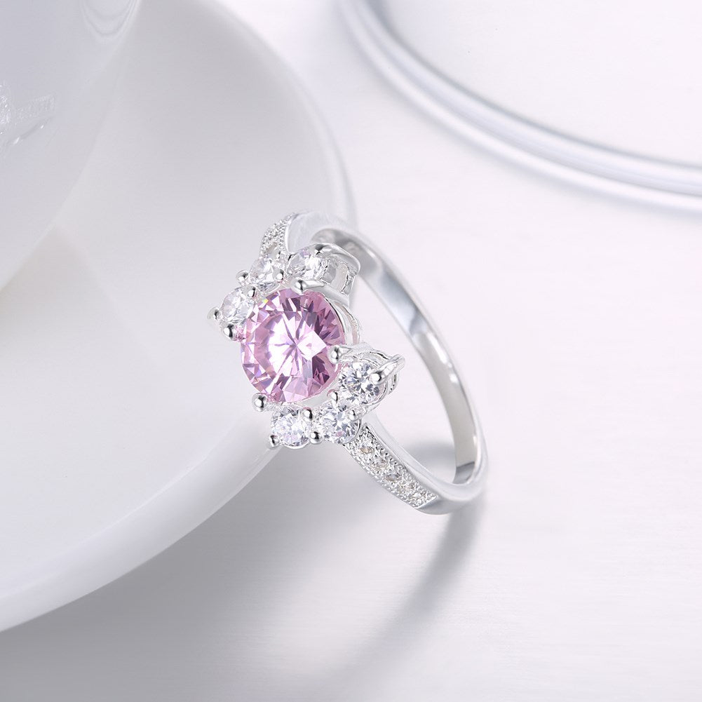 Pink Sapphire Curved Cocktail Pav'e Ring