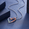 Sterling Silver Rainbow Heart Necklace made with Swarovski Crystals - Golden NYC Jewelry www.goldennycjewelry.com fashion jewelry for women