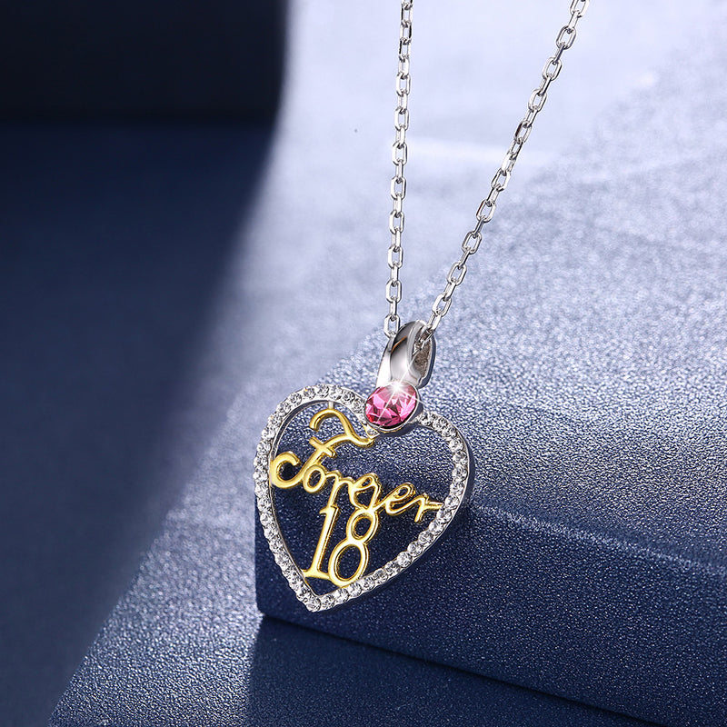 Sterling Silver Forever 18 Swarovski Crystal Necklace