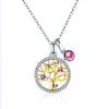 Sterling Silver Tree of Life Austrian Crystal Necklace