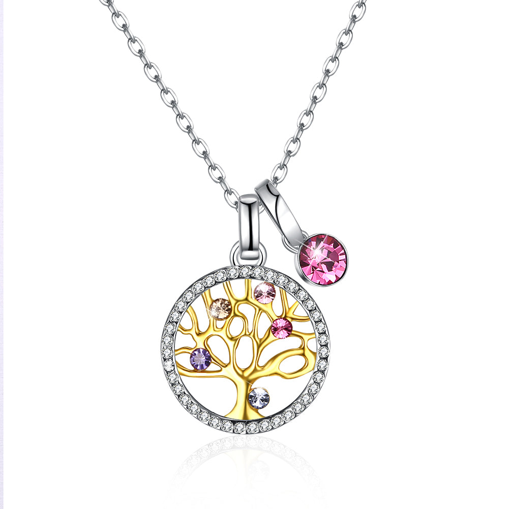 Sterling Silver Tree of Life Austrian Crystal Necklace