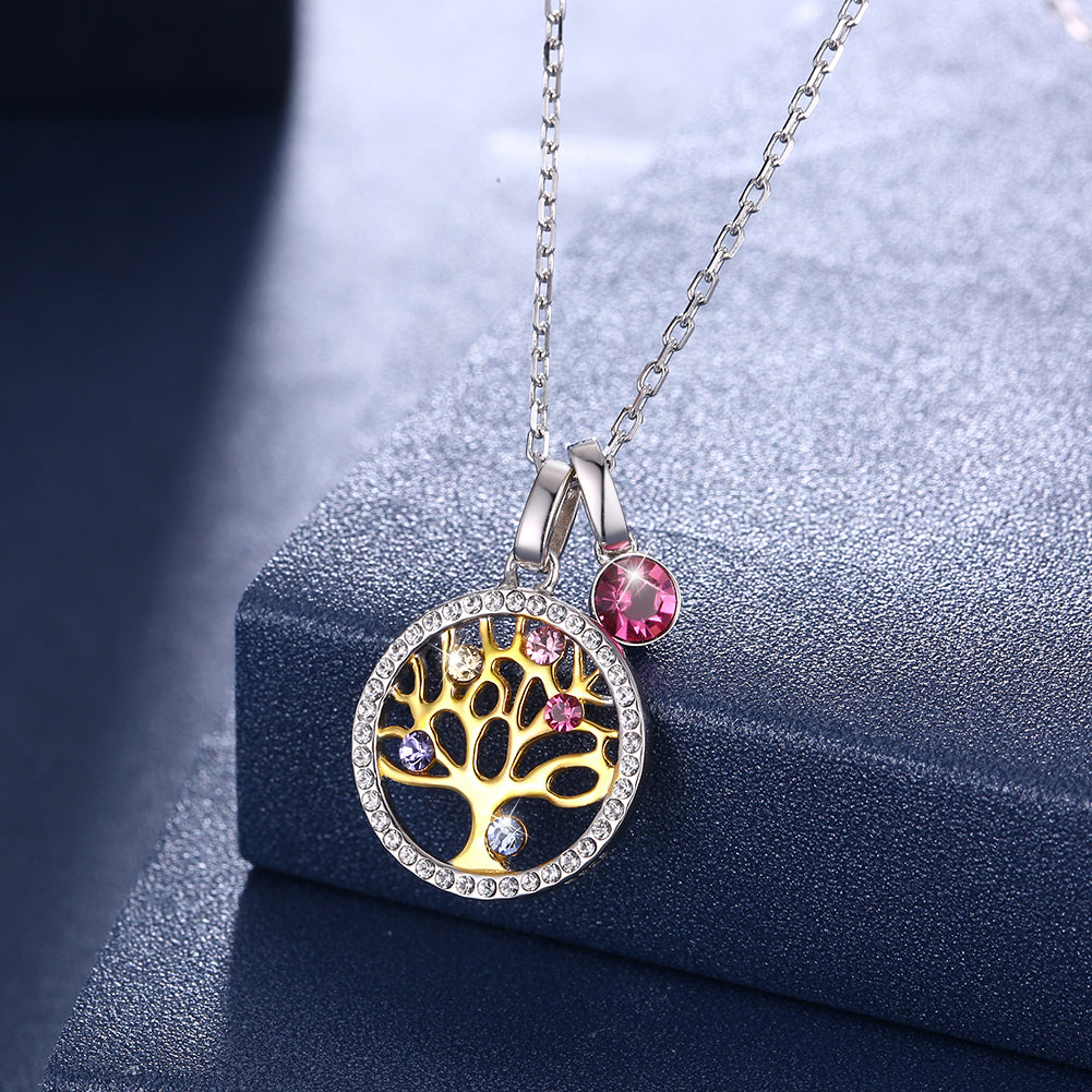 Sterling Silver Tree of Life Swarovski Crystal Necklace