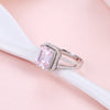 Sterling Silver Pink Sapphire Emerald Cut Cocktail Ring