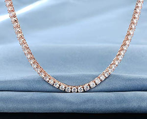 Tennis Necklace and Princess Halo Earring Set with Luxe Gift Box - 18K Rose Gold