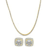 Tennis Necklace and Princess Halo Earring Set with Luxe Gift Box - 18K Gold