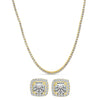 Swarovski Elements Tennis Necklace and Princess Halo Earring Set in Gold Plating - 3 Options Available