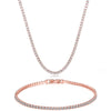 Tennis Necklace and Bracelet Set made With Swarovski Crystals with Luxe Box - 18K Rose
