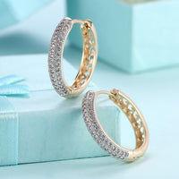 Swarovski Crystal Micro Pave Classic Circular Huggies Set in 18K Gold - Golden NYC Jewelry