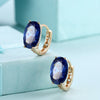 Simulated Sapphire Huggie Earrings Set in 18K Gold - Golden NYC Jewelry