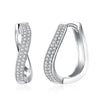 Swarovski Crystal Infinity Design Hoop Earrings Set in 18K White Gold - Golden NYC Jewelry