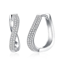 Swarovski Crystal Infinity Design Hoop Earrings Set in 18K White Gold - Golden NYC Jewelry