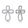 Austrian Crystal Curved Cross Earrings Set in 18K White Gold - Golden NYC Jewelry