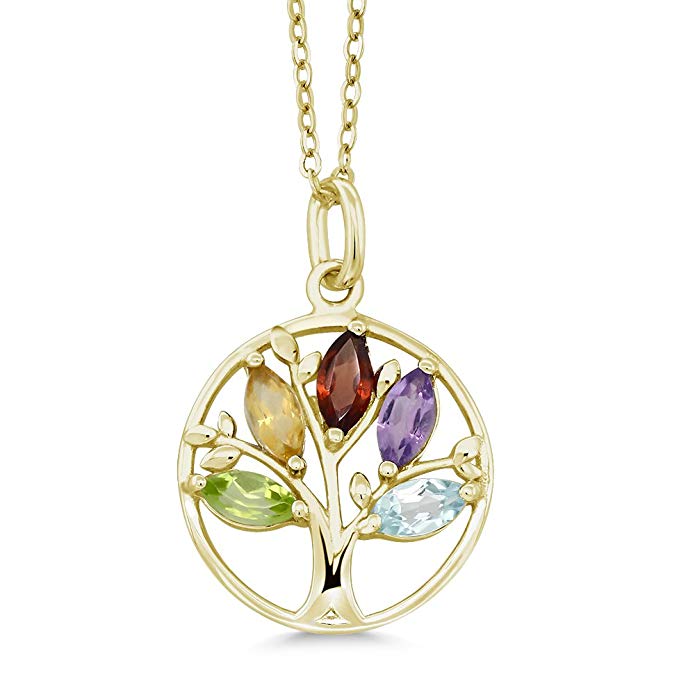 Motherly Rainbow Tree Of Life Necklace in 18K Gold Plated