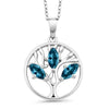 Motherly Blue Topaz Tree Of Life Necklace in 18K White Gold Plated