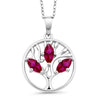 Motherly 2.00 CT Ruby Pear Cut Tree Of Life Necklace in 18K White Gold Plated