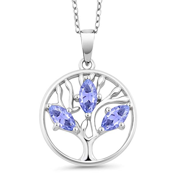 Motherly 2.00 CT Amethyst Pear Cut Tree Of Life Necklace in 18K White Gold Plated