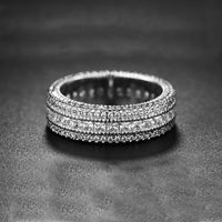 Classic Diamond Created Eternity Princess Cut Ring in 18K White Gold Plated, Ring, Golden NYC Jewelry, Golden NYC Jewelry jewelryjewelry deals, swarovski crystal jewelry, groupon jewelry,, jewelry for mom,