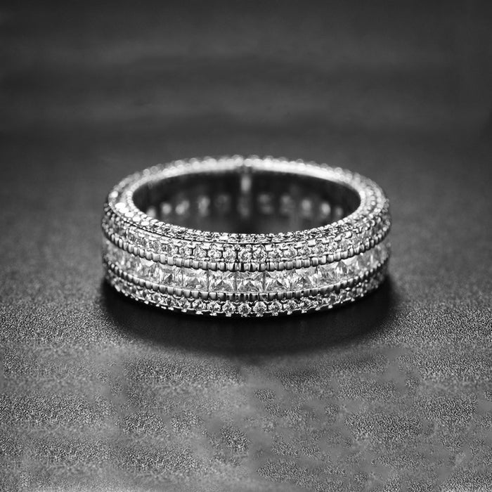 Classic Diamond Created Eternity Princess Cut Ring in 18K White Gold Plated, Ring, Golden NYC Jewelry, Golden NYC Jewelry jewelryjewelry deals, swarovski crystal jewelry, groupon jewelry,, jewelry for mom,