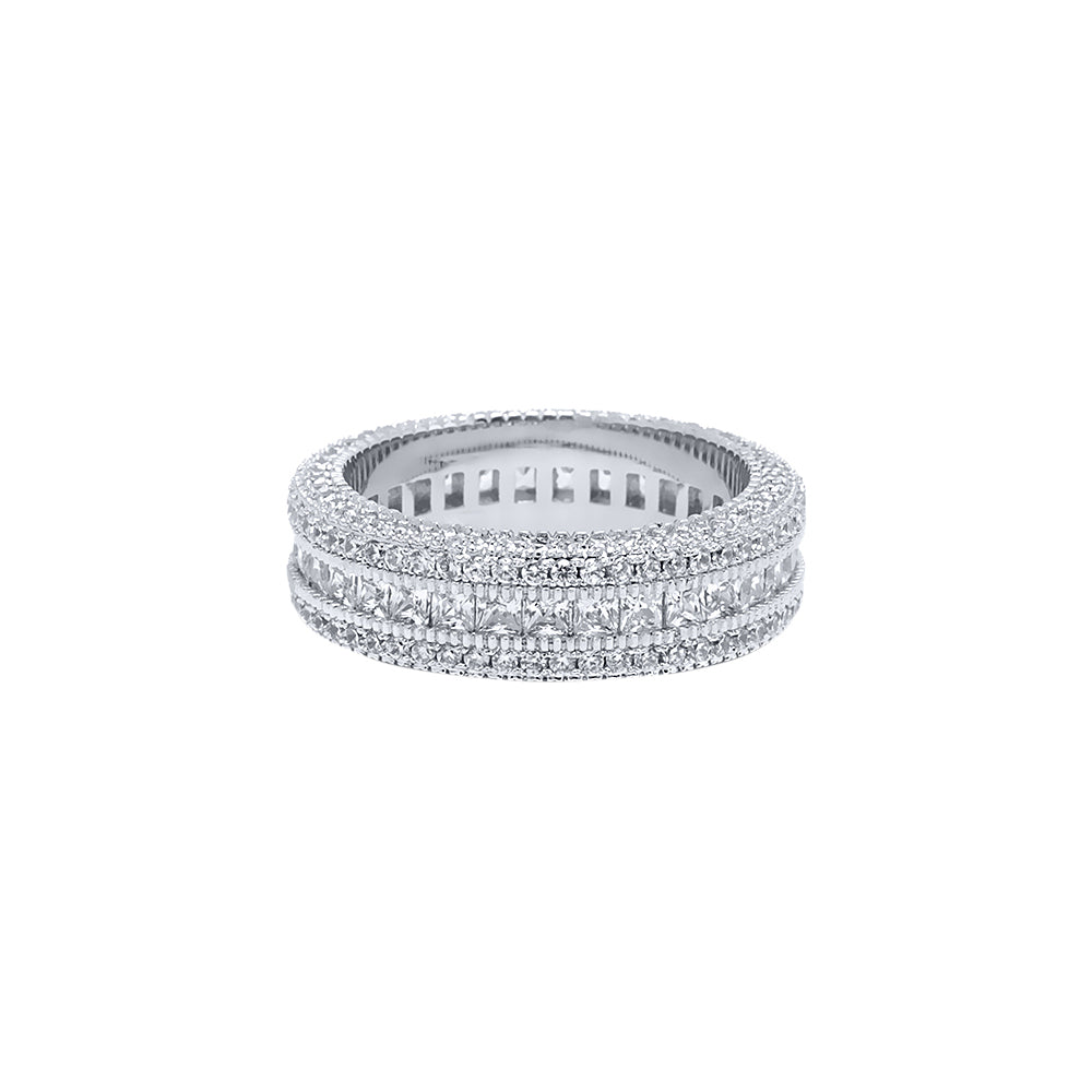 Classic Diamond Created Eternity Princess Cut Ring in 18K White Gold Plated, Ring, Golden NYC Jewelry, Golden NYC Jewelry jewelryjewelry deals, swarovski crystal jewelry, groupon jewelry,, jewelry for mom,