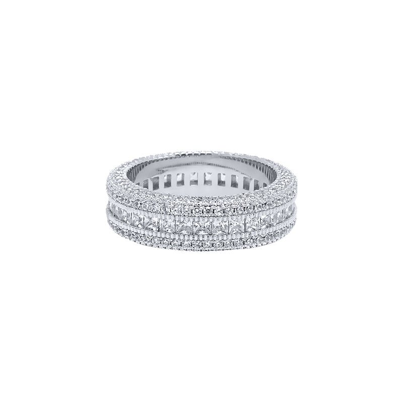 Classic Diamond Created Eternity Princess Cut Ring in 18K White Gold Plated, Ring, Golden NYC Jewelry, Golden NYC Jewelry jewelryjewelry deals, swarovski crystal jewelry, groupon jewelry,, jewelry for mom,