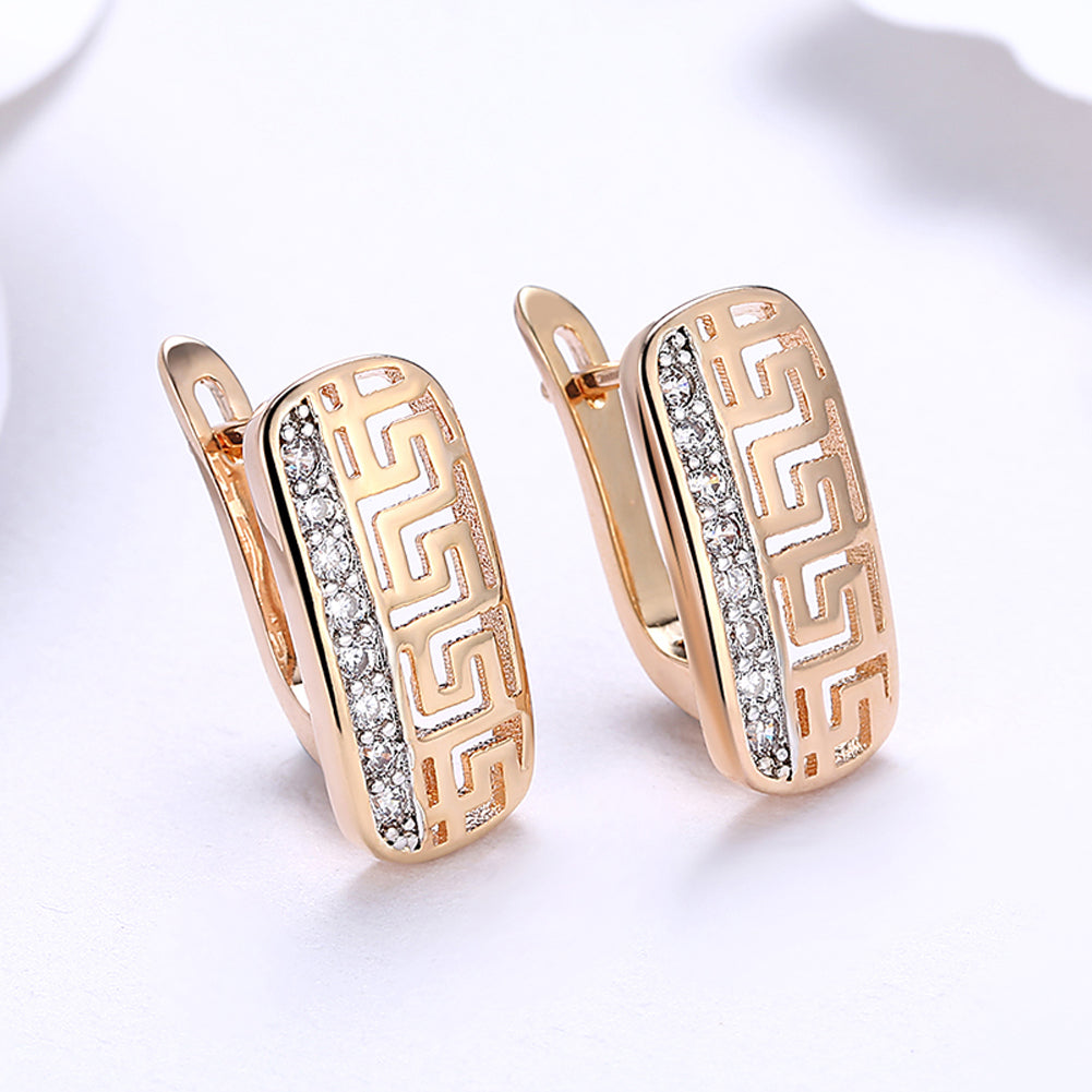 Laser Cut Austrian Elements Clip On Earrings in 14K Gold