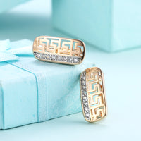 Laser Cut Austrian Elements Clip On Earrings in 14K Gold