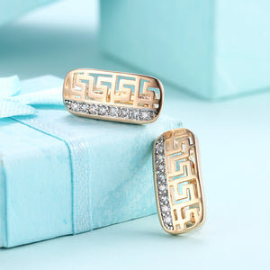 Laser Cut Austrian Elements Clip On Earrings in 14K Gold