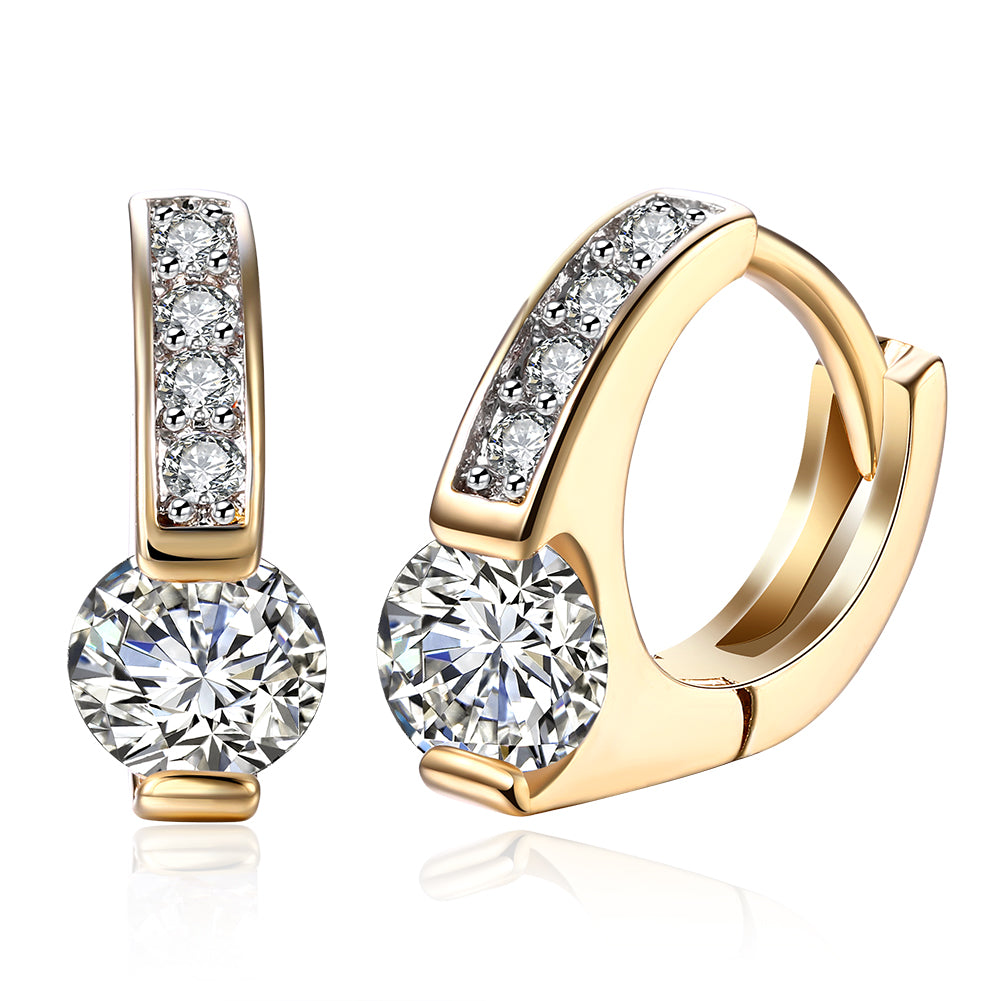 Mini Austrian Circular Earrings in 14K Gold