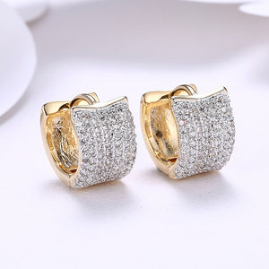 Austrian Elements Cubed Earrings in 14K Gold