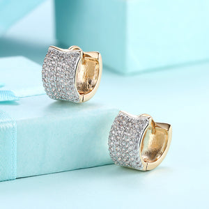 Austrian Elements Cubed Earrings in 14K Gold