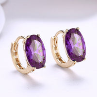 Oval Cut Purple Austrian Clip On in 14K Gold