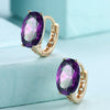 Oval Cut Purple Austrian Clip On in 14K Gold