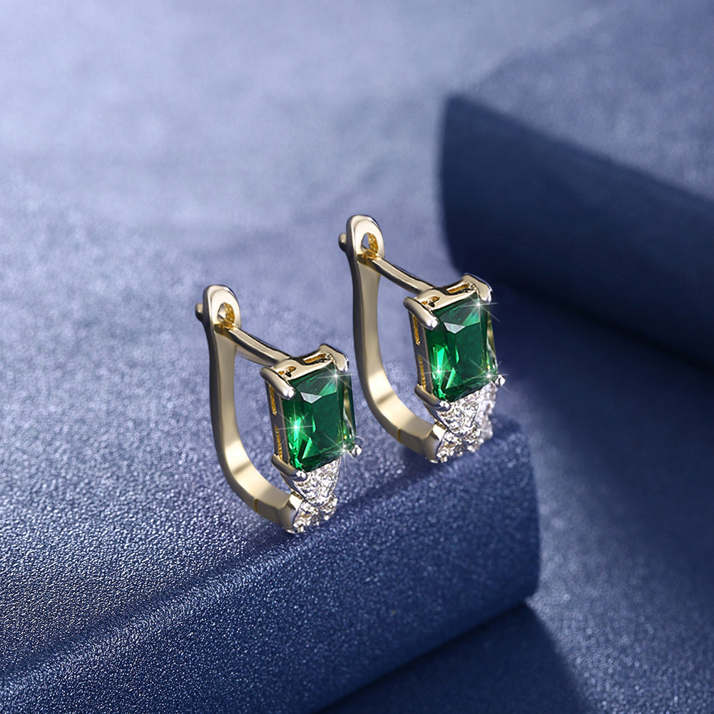 Green Emerald Cut Swarovski Twisted Earrings, Earring, Golden NYC Jewelry, Golden NYC Jewelry jewelryjewelry deals, swarovski crystal jewelry, groupon jewelry,, jewelry for mom, 