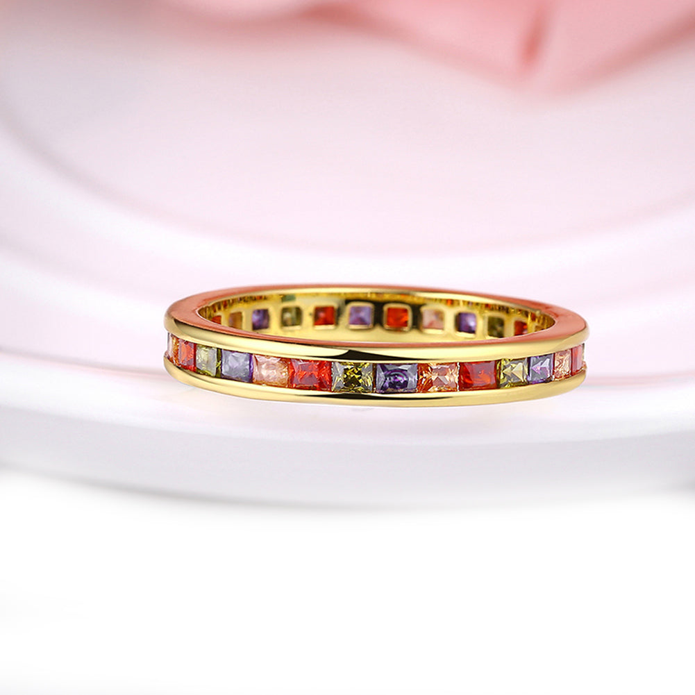 Rainbow Austrian Elements Pav'e Mid 18K GoldRing