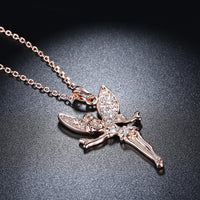 Tinkerbell Classic Necklace Embellished with Swarovski Crystals in 18K Rose Gold Plated