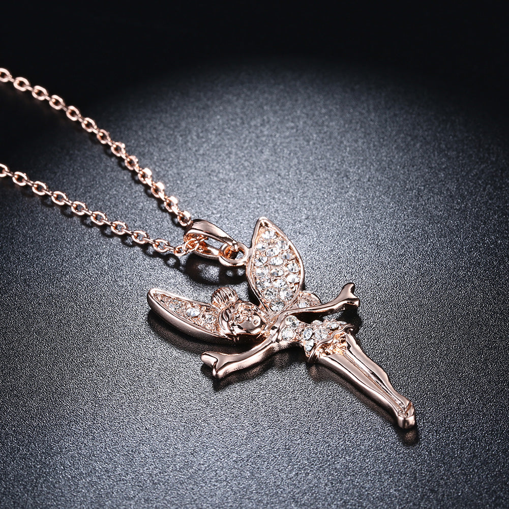 Tinkerbell Classic Necklace Embellished with Swarovski Crystals in 18K Rose Gold Plated