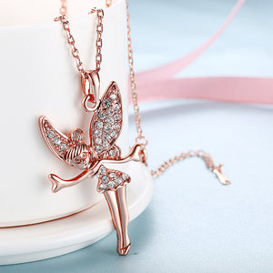 Tinkerbell Classic Necklace Embellished with Austrian Crystals in 18K Rose Gold Plated