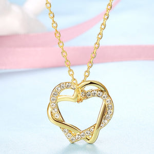 Duo Intertwined Heart Shaped Swarovski Elements Necklace in 14K Gold, Necklaces, Golden NYC Jewelry, Golden NYC Jewelry  jewelryjewelry deals, swarovski crystal jewelry, groupon jewelry,, jewelry for mom,