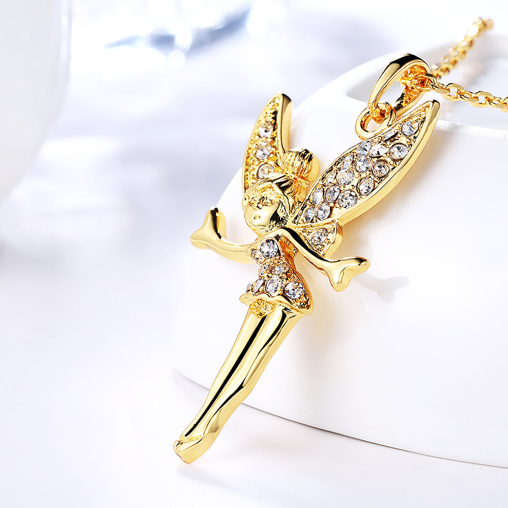 Tinkerbell Classic Necklace Embellished with Swarovski Crystals in 18K Gold Plated