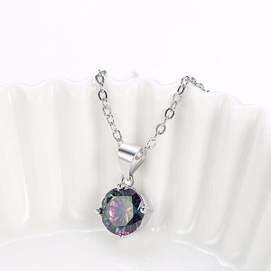 Mystic Topaz Mini Solitaire Necklace Gemstone